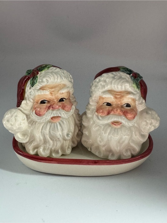 Other - Three Piece Santa Salt & Pepper with under dish